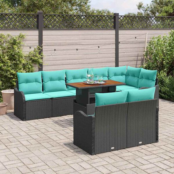 vidaXL Ensemble de canap&eacute; de jardin 9 pcs Noir Poly rotin