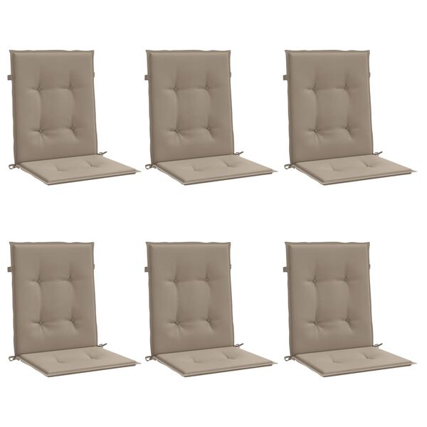 vidaXL Coussins de chaise de jardin &agrave; dossier bas lot de 6 taupe