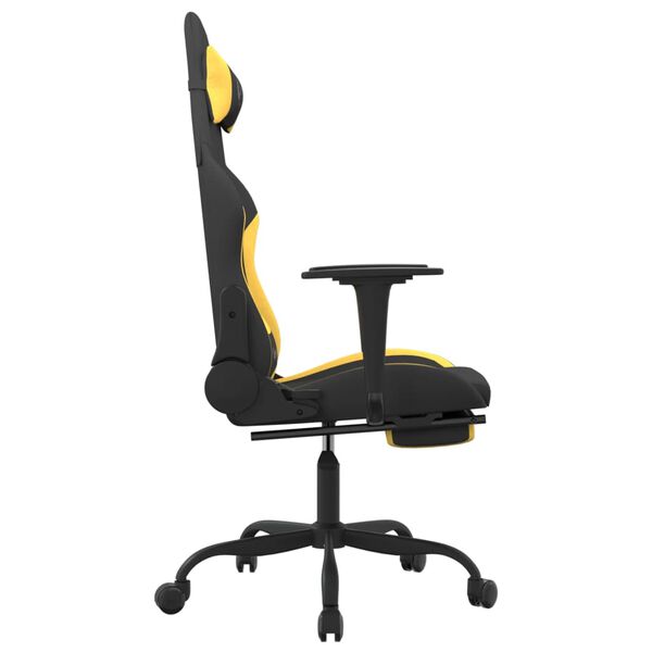 vidaXL Chaise de jeu avec repose-pied Noir et jaune Tissu