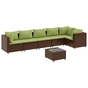 vidaXL Salon de jardin avec coussins 7 pcs marron r&eacute;sine tress&eacute;e