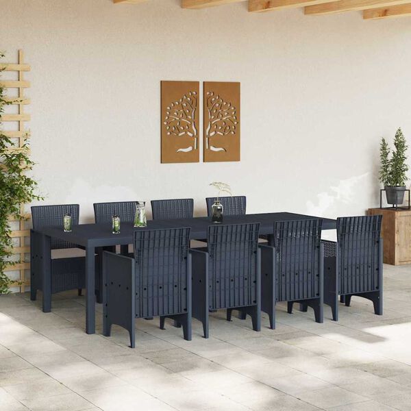 vidaXL Ensemble de salle à manger pour jardin 9 pcs Anthracite