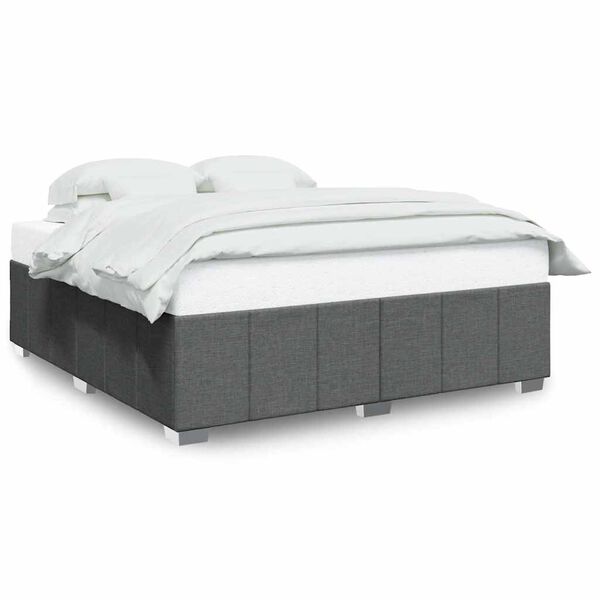 vidaXL Cadre de lit sans matelas gris fonc&eacute; tissu
