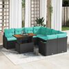 vidaXL Ensemble de canap&eacute; de jardin 9 pcs Noir Poly rotin