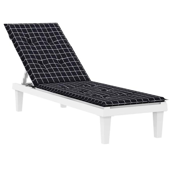 vidaXL Coussin de chaise longue motif &agrave; carreaux noir tissu oxford