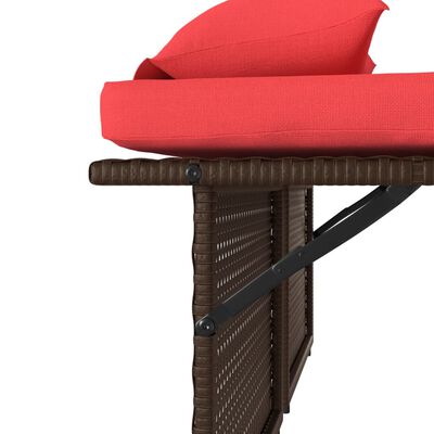 vidaXL Banc inclinable de jardin avec coussins marron résine tressée