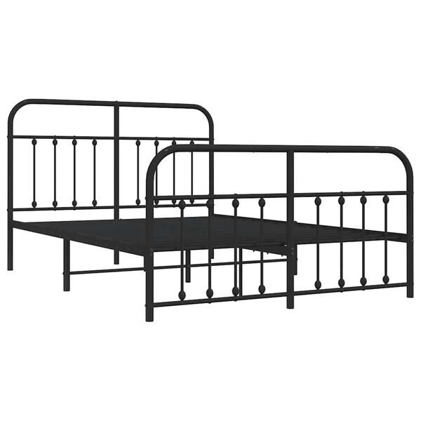 vidaXL Cadre de lit métal sans matelas avec pied de lit noir 135x190cm