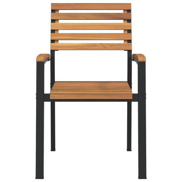 vidaXL Chaises de jardin empilables lot de 2 bois d'acacia et m&eacute;tal