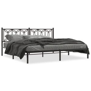 vidaXL Cadre de lit métal sans matelas avec tête de lit noir 193x203cm
