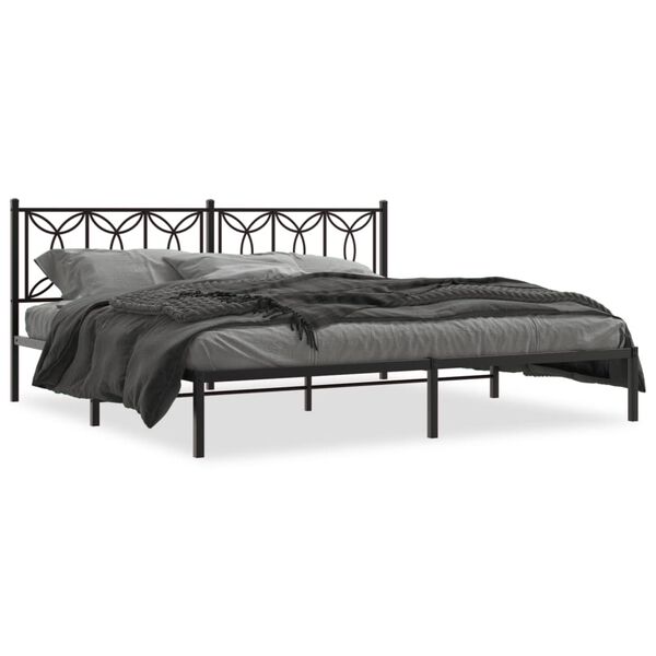 vidaXL Cadre de lit métal sans matelas avec tête de lit noir 193x203cm