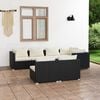 vidaXL Salon de jardin 7 pcs avec coussins Noir R&eacute;sine tress&eacute;e