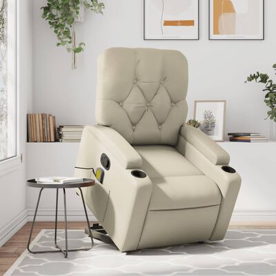 vidaXL Fauteuil inclinable de massage crème similicuir