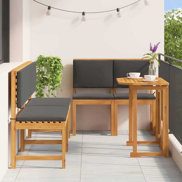 vidaXL Ensemble bistro de jardin 5 pcs Marron Bois d'Acacia Massif