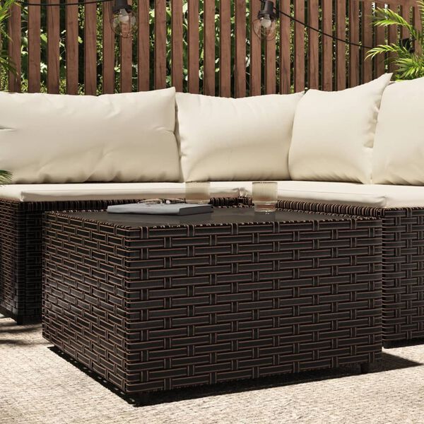 vidaXL Table basse de jardin carr&eacute; marron 50x50x30 cm r&eacute;sine tress&eacute;e