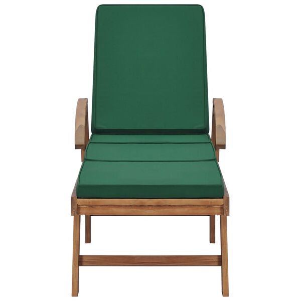 vidaXL Chaises longues avec coussins 2 pcs Bois de teck solide Vert
