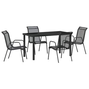 vidaXL Ensemble de salle &agrave; manger pour jardin 5 pcs Noir
