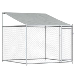 vidaXL Cage pour chien avec toit et porte gris 2x2x2 m acier galvanis&eacute;