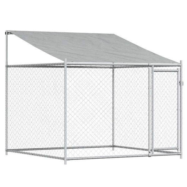 vidaXL Cage pour chien avec toit et porte gris 2x2x2 m acier galvanis&eacute;