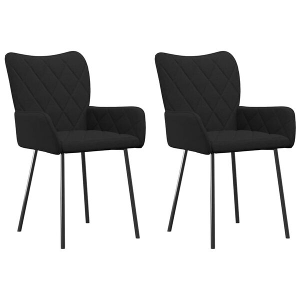 vidaXL Chaises &agrave; manger lot de 2 noir tissu