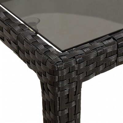 vidaXL Table de jardin Noir 190x90x75 cm Verre trempé/résine tressée