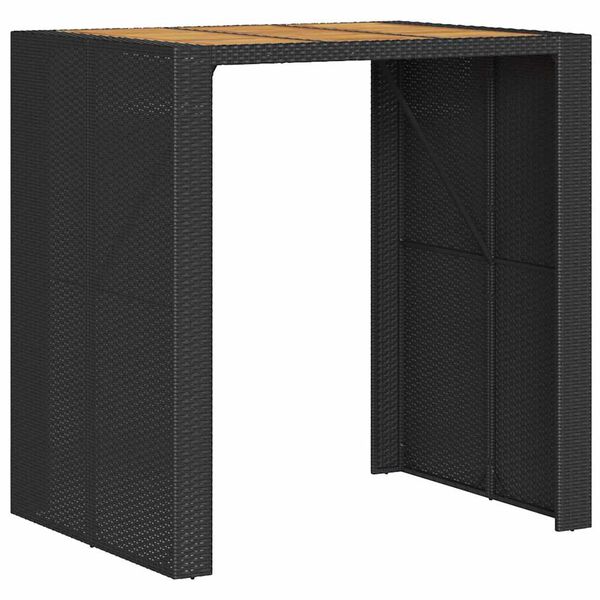 vidaXL Ensemble de bar de jardin 3 pcs coussins noir poly rotin acacia