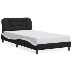 vidaXL Cadre de lit sans matelas Hvar noir blanc 100x190 cm similicuir