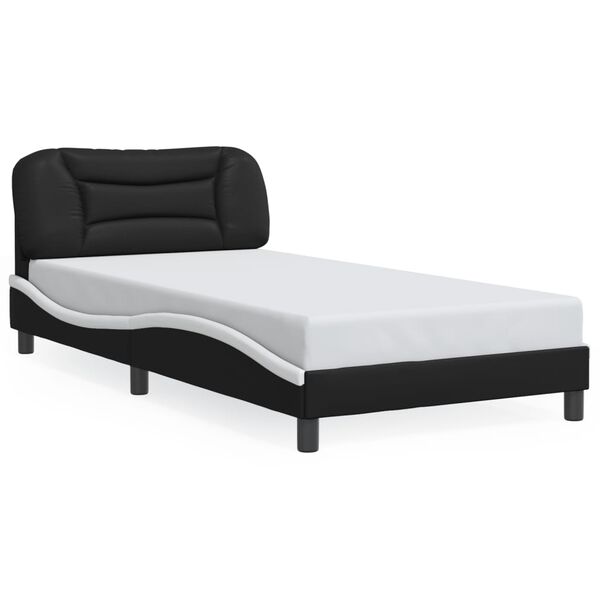 vidaXL Cadre de lit sans matelas Hvar noir blanc 100x190 cm similicuir