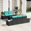 vidaXL Ensemble de canap&eacute; de jardin 6 pcs Noir et turquoise polyrotin