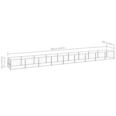 vidaXL Chenil Argenté 9 m² Acier