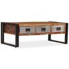vidaXL Table basse avec 3 tiroirs Bois de r&eacute;cup&eacute;ration 100x50x35 cm