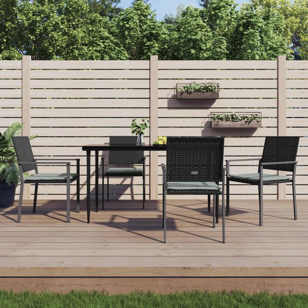 vidaXL Chaises de jardin et coussins lot de 4 noir 54x62,5x89 cm rotin