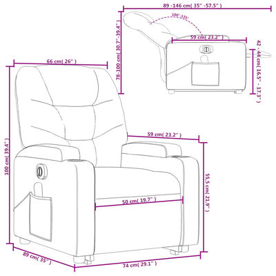 vidaXL Fauteuil inclinable de massage électrique noir tissu