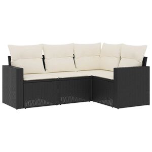 vidaXL Salon de jardin 4 pcs avec coussins noir r&eacute;sine tress&eacute;e