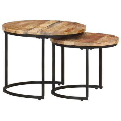 vidaXL Tables gigognes 2 pcs Bois de manguier brut