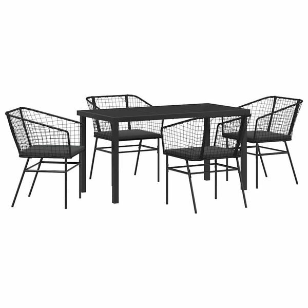 vidaXL Ensemble de salle &agrave; manger pour jardin 5 pcs Noir polyrotin