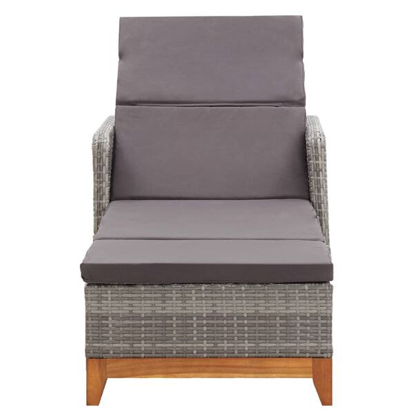 vidaXL Chaise longue R&eacute;sine tress&eacute;e et bois d'acacia massif Gris