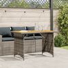 vidaXL Table de jardin avec dessus en bois gris 110x68x70 cm rotin