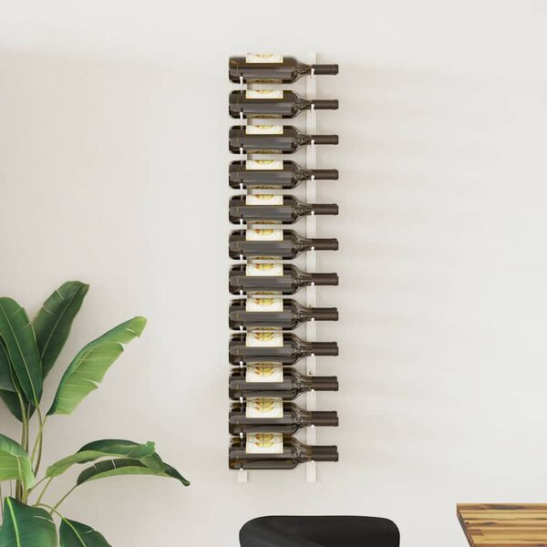 vidaXL Casier &agrave; vin mural pour 24 bouteilles Blanc Fer