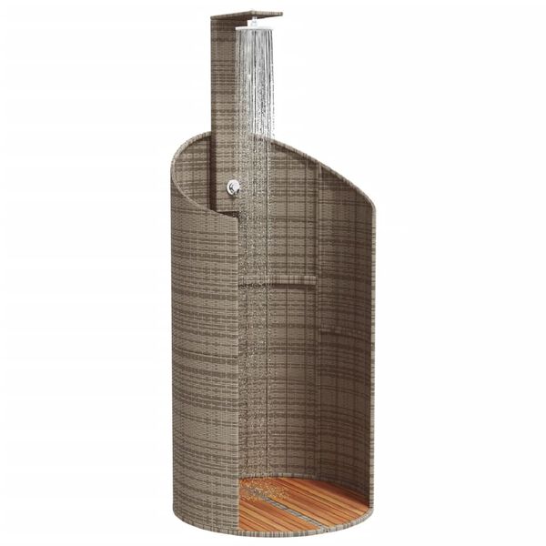 vidaXL Douche d'ext&eacute;rieur gris 100x100x241,5 cm poly rotin bois acacia
