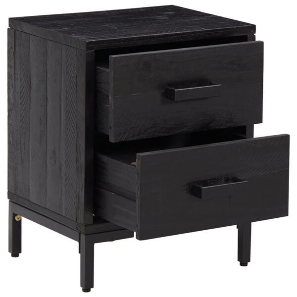 vidaXL Tables de chevet 2 pcs Noir 36x30x45 cm Bois de pin massif