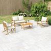 vidaXL Salon de jardin 4 pcs avec coussins blanc cr&egrave;me bambou