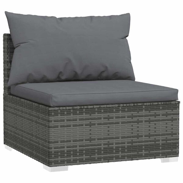 vidaXL Salon de jardin 5 pcs avec coussins R&eacute;sine tress&eacute;e Gris