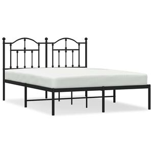 vidaXL Cadre de lit métal sans matelas avec tête de lit noir 135x190cm