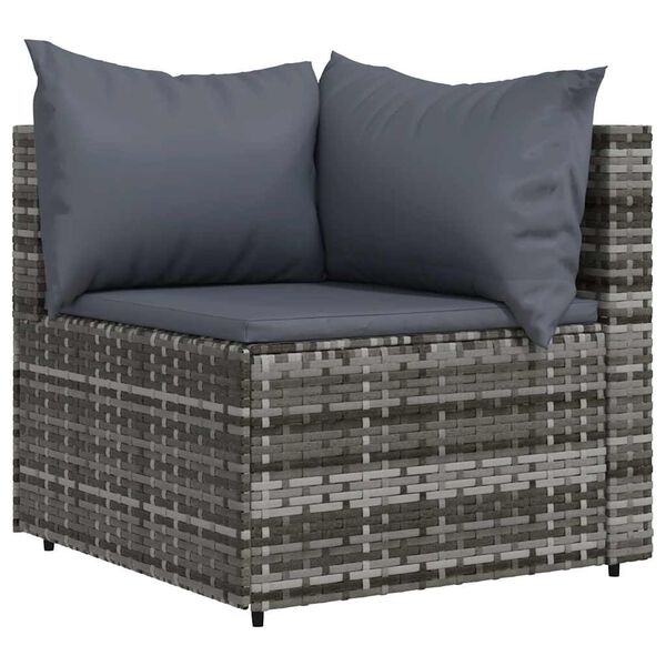 vidaXL Salon de jardin 4 pcs avec coussins Gris R&eacute;sine tress&eacute;e