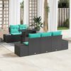 vidaXL Ensemble de canap&eacute; de jardin R&eacute;glable 6 pcs Noir et turquoise