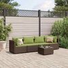 vidaXL Salon de jardin 5 pcs avec coussins Marron R&eacute;sine tress&eacute;e
