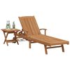 vidaXL Chaise longue avec coussin 2 pcs Marron Bois de teck massif