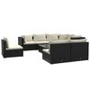 vidaXL Salon de jardin 9 pcs avec coussins R&eacute;sine tress&eacute;e Noir