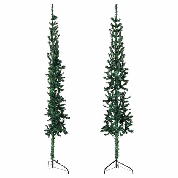 vidaXL Demi sapin de No&euml;l artificiel mince avec support Vert 240 cm