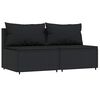 vidaXL Canapés centraux de jardin et coussins 2pcs Noir Résine tressée