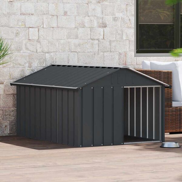 vidaXL Niche pour chien Anthracite 116,5x153x81,5 cm Acier galvanis&eacute;